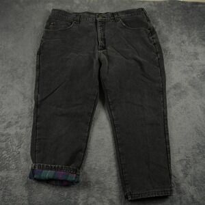 Vintage L.L. Bean Jeans Mens 38x25 Flannel Lined Black Denim Made in USA 90s